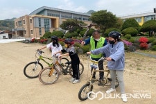 옥천 청산초등학교, 자전거 안전교육 실시