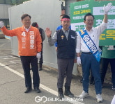 민주당 송철호 후보, 현대중공업 전하문에서 노동친화 집중 유세