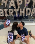 손담비 절친들과 이규혁 생일파티 '뽀뽀 인증샷' 눈길