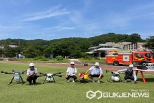 영동산업과학고등학교, 드론 투입 화재진압훈련 진행