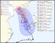 제주날씨 한라산186mm 많은비 6호태풍 카눈 실시간경로