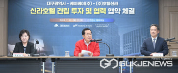[포토] 신라호텔 건립 투자 및 협력 MOU, 인사말하는 홍준표 대구시장