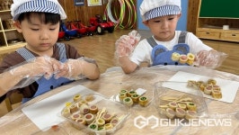 음성 동성유치원, 추석맞이 삼색어묵꼬치 만들기 요리체험 실시