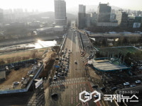 성남시, 수내교 분당 방향 가설교량 설치 완료…4차로 임시도로 개통