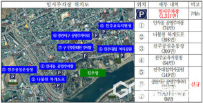 진주 논개제 기간 임시주차장 7개소 1317면 무료 개방한다