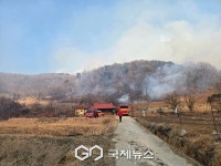 [포토]예산군 대술면 송석리 산불 진화율 50%… 가용 자원 총동원해 조기 진화 총력