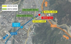 중앙고속도로지선 양산시청 부근 양방향, 22일 일시 전면차단