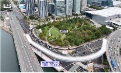 부산 광안대교 차로 3→2차로 조정…센텀 연결공사 램프교량 설치 완료