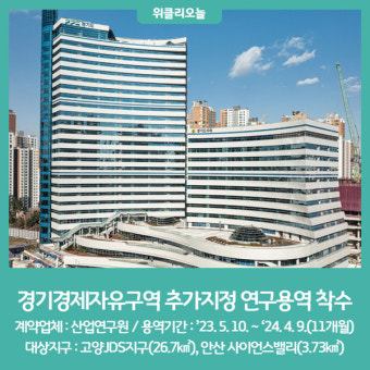 경기도, 경기경제자유구역 추가지정 연구용역 착수