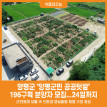 [위클리오늘] 양평군, 양평군민 공공텃밭 196구획 분양자 모집