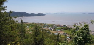 순천 해룡 와온마을 뒷산에 전망대 설치 공사