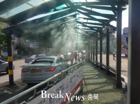 영동군, 폭염 저감시설 ‘쿨링포그’ 영동역 설치