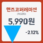 핸즈코퍼레이션 주가& 주가 정보 26일  현재 5990원  및 증권차트정보