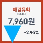 애경유화 주가및 증권차트 26일  현재 7960원  및 오늘시세
