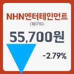 NHN엔터테인먼트주가 12월 26일 현재 55700원  및 종목 차트