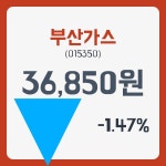 부산가스 주가및 증권차트정보 27일  현재 36850원  및 오늘시세