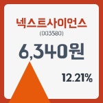 넥스트사이언스주가 12월 27일 현재 6340원  및 종목 차트