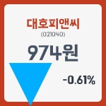 대호피앤씨 주가 , 증권 그래프 분석 2일  현재 974원  & 주가 정보