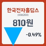 한국전자홀딩스주가 1월 4일 현재 810원  및 증권차트