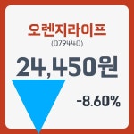 오렌지라이프 주가및 증권차트 4일  현재 24450원  및 증권차트정보