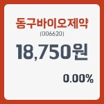 동구바이오제약주가 1월 4일 현재 18750원  및 증권차트정보