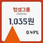 헝셩그룹 주가및 오늘거래가는? 28일  현재 1035원  & 증권시세