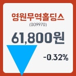영원무역홀딩스주가 2월 15일 현재 61800원  및 증권차트정보