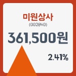 미원상사 주가및 증권차트 21일  현재 361500원  & 주가 정보