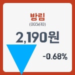 방림 주가및 종목 차트 28일  현재 2190원  및 오늘거래가는?