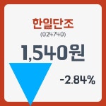 한일단조 주가및 종목 차트 15일  현재 1540원  & 증권시세