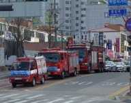 논산소방서, 소방차 길터주기 훈련 실시