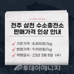 전주삼천수소충전소 판매가격 인상