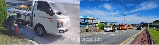 ㈜해양에너지 CNG충전소, 화재 차량 초기 진압 큰 피해 막아