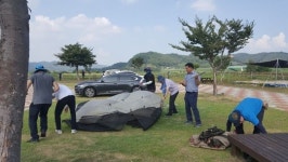  청양 동강리 오토캠핑장 집중호우 대비 야영객 대피 훈련 실시