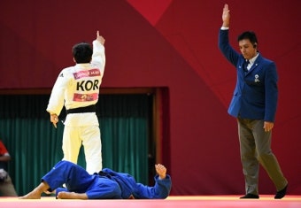 [아시안게임] 한국 유도 혼성 단체전, 한판승과 같은 지도승 점수에 일본전 패배...4강 좌절