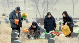 설 앞두고 성묘하는 후손들