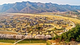 하늘에서 본 월영교와 하회마을 절경