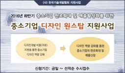 한국기술개발협회, 2016년도 하반기 중소기업 디자인 원스탑 지원사업 공고