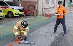 김제소방서, 신규 소방대원 화재진압 대응능력 평가