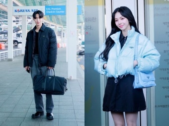 이재욱은 '시크하게', 카리나는 '러블리하게'…추운 날씨도 잊게 만드는 완벽 비주얼