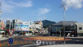 광천오거리 회전교차로 설치 완료