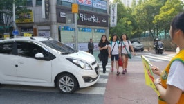 청주 남성초 후문 앞 고원식교차로 무용지물