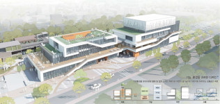 아산시, 배방복합커뮤니티센터 건축 설계공모 당선작 에 (주)누아건축사 사무소 작품 선정