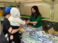 진천원광은혜의집, 농다리축제장서 마스크 무료 배부