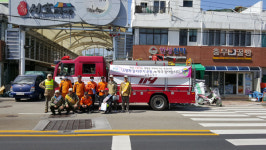 통영소방서, 소방출동로 확보 훈련 실시