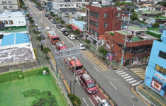 소방차 길 터주기 고성소방서 훈련