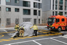금산소방서, 공동주택 전기자동차 화재 대응 및 강제처분 훈련 실시