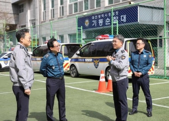 [포토] 윤승영 대전경찰청장, 기동순찰대 격려 방문