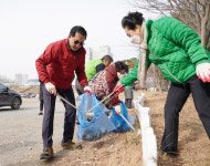 이완섭 서산시장, 시민과 설맞이 중앙호수공원 환경정화 활동