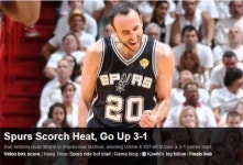 NBA 샌안토니오 스퍼스, 챔피언까지 단 1승만을 남겨둬